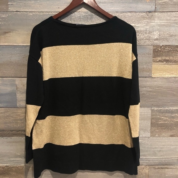 Chaps Sweaters - Chaps black/metallic stripped sweater S